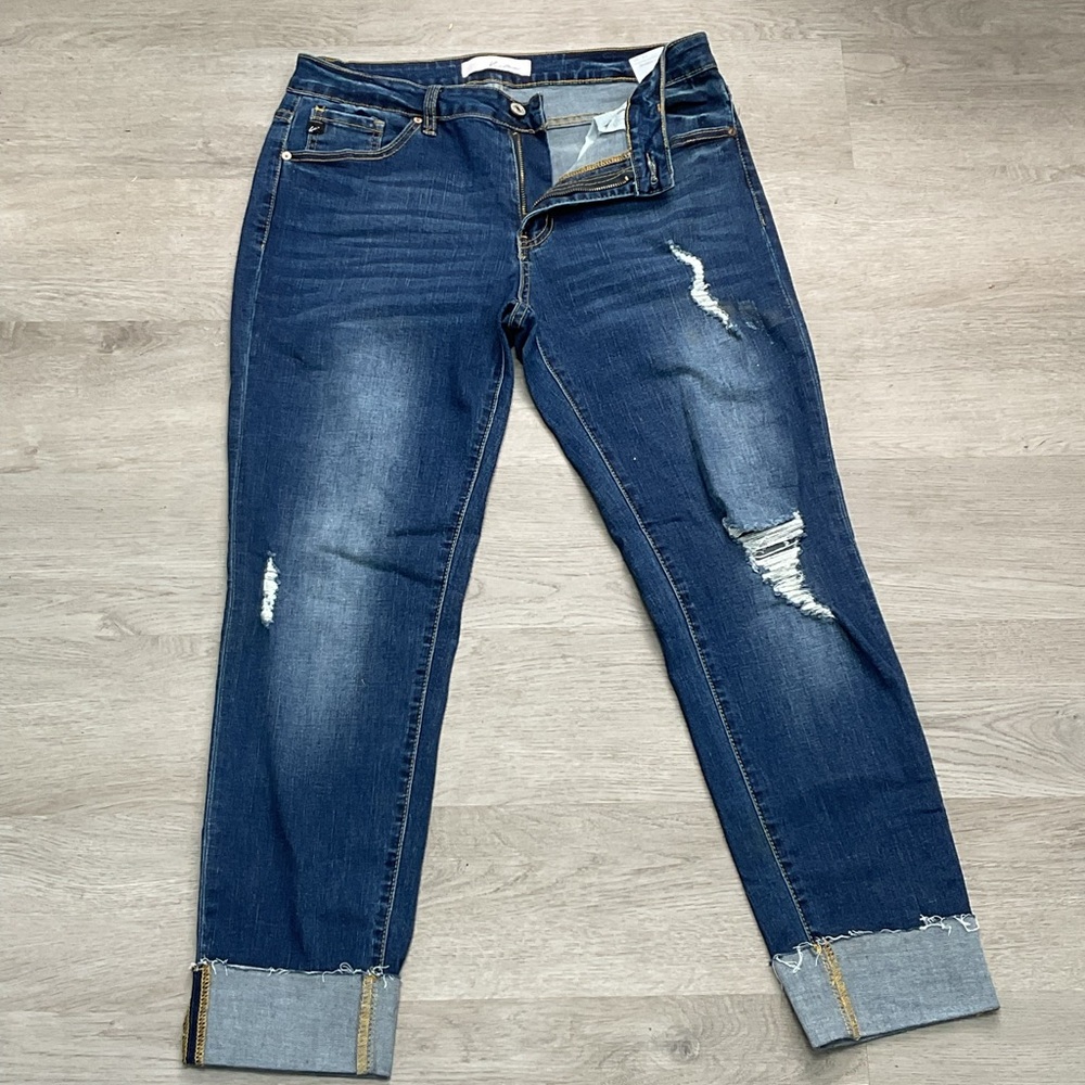 Kancan Women's Blue Distressed Jeans